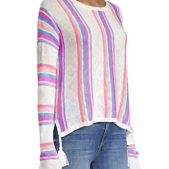 LILLY PULITZER Rozalia Stripe Cotton Tassels Beach Casual Pullover Sweater Top - Picture 3 of 15